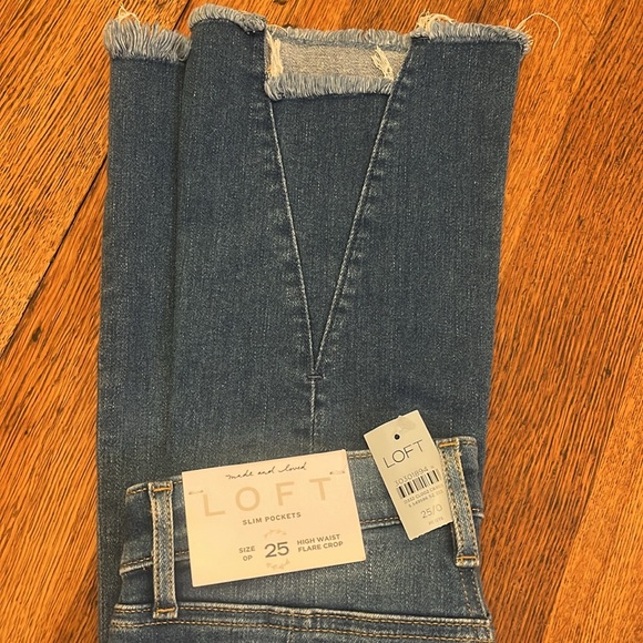 NWT size 0P 25 Loft Slim Pockets High Wist Flare Crop Fringe - Picture 5 of 6